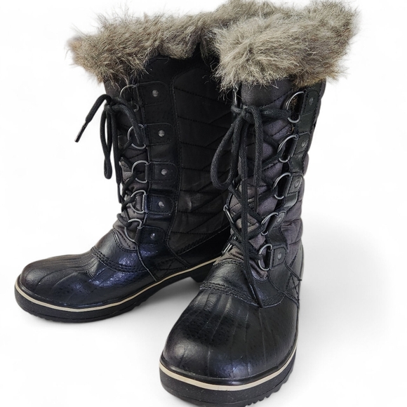 SOREL Tofino black and charcoal  quilted waterproof winter boots 7 - Picture 3 of 12